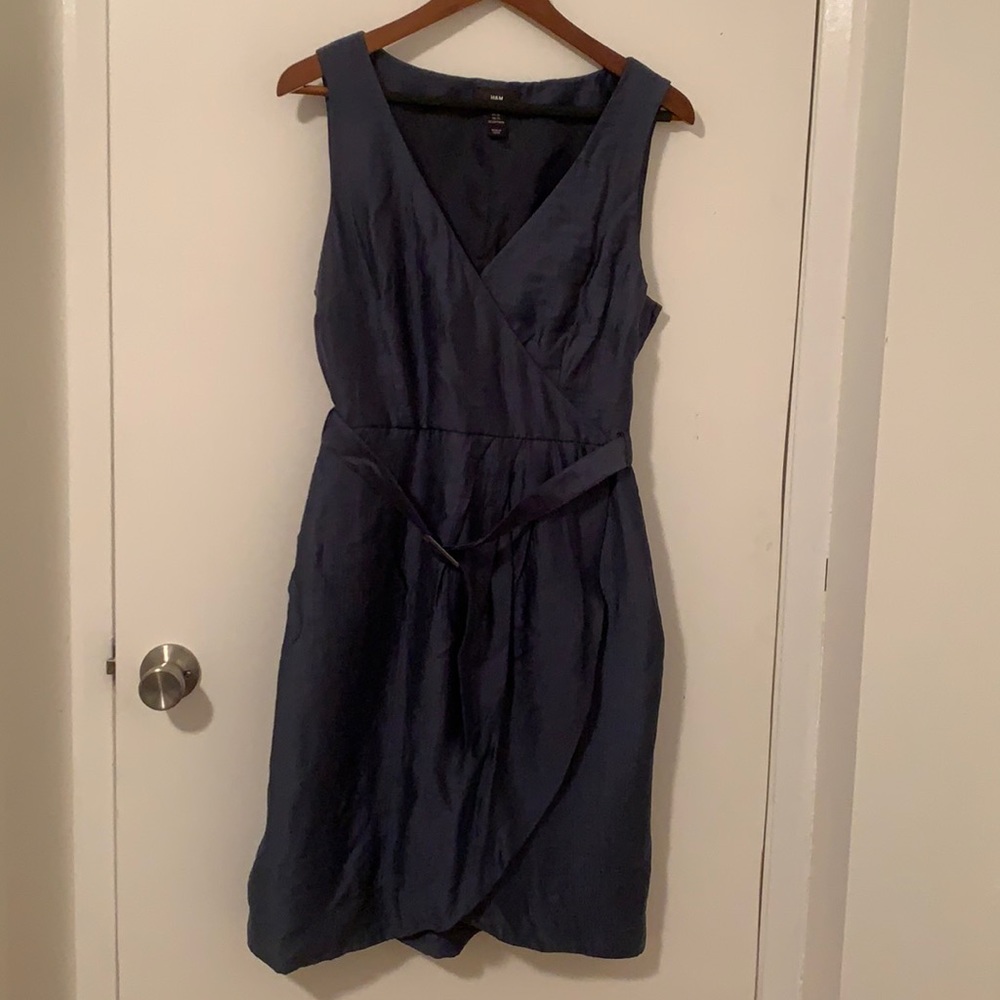 Cobalt blue v neck belted dress. H&M size 14